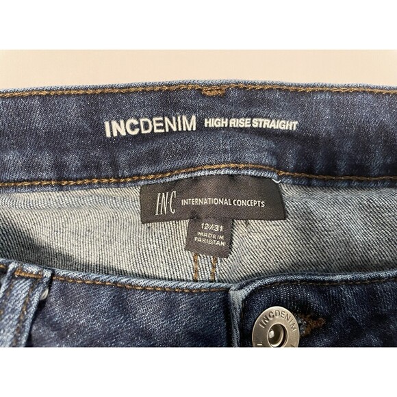 International‎ Concepts INC Denim Jeans Dark Wash High Rise Straight 31 12 - Picture 5 of 10